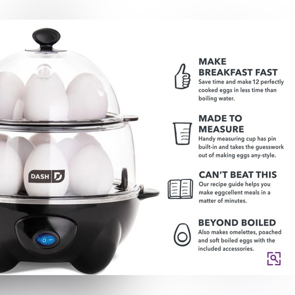 NIB Dash Deluxe Rapid Egg Cooker For Hard Boiled Poached Scrambled Steamed Eggs - Picture 2 of 5